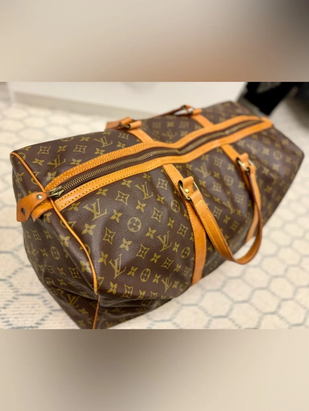 LOUIS VUITTON Vintage 80’s Brown Canvas Monogram LV Sac Souple 55 Travel Bag